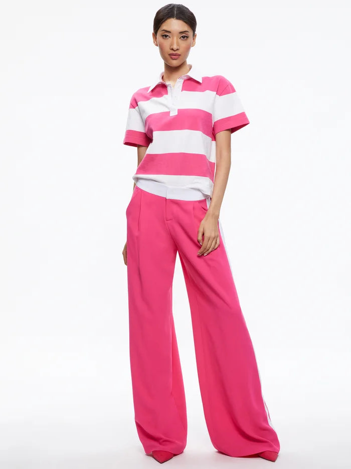 Alice & Olivia ERIC MID RISE PANT WITH TUX STRIPE
