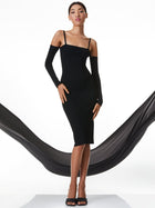 Alice & Olivia EVIA FITTED SPAGHETTI STRAP DRESS