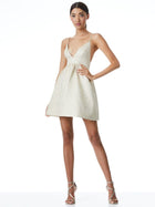 Alice & Olivia Foley curved waist party dress- gold