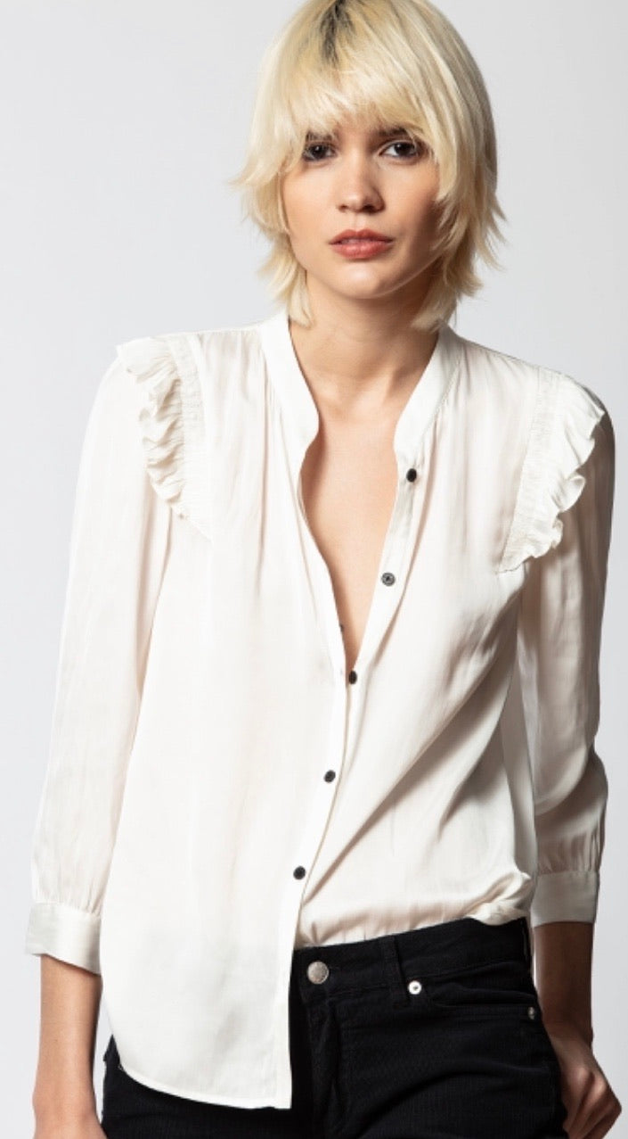 Zadig & Voltaire Tygg Satin flounce shirt - judo