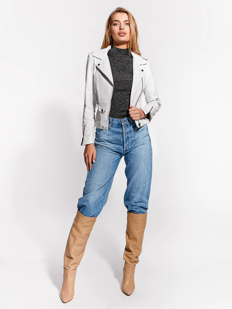 ASbyDF CULT RECYCLED LEATHER JACKET- white