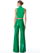 Alice & Olivia Dylan HR Vegan Leather Wide Leg Pant