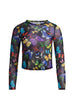 Alice & Olivia Delaina Long Sleeve Cropped Top - Butterfly High