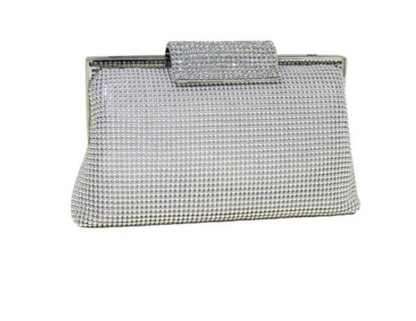 Whiting & Davis pewter CRYSTAL CLASP CLUTCH