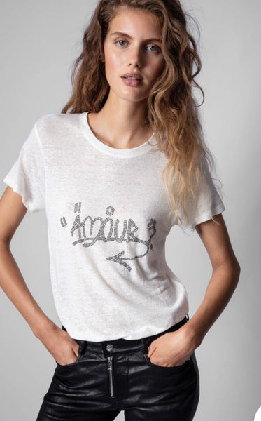 Zadig & Voltaire Azedi Jormi Strass Linen T-Shirt