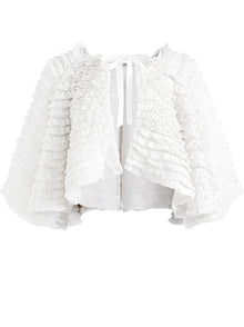 Alice & Olivia Loree Ruffle ti crop jacket- white