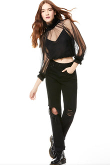 Alice and Olivia Alexia Mock Neck Crop Top