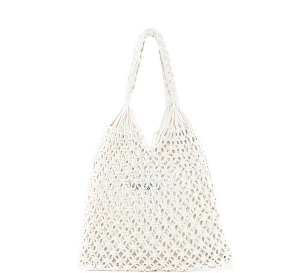 JADEtribe Macrame Sac Charm Tote Sand