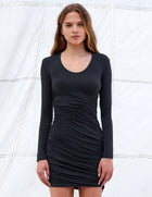 Sundry RUCHED U-NECK DRESS- moonlight