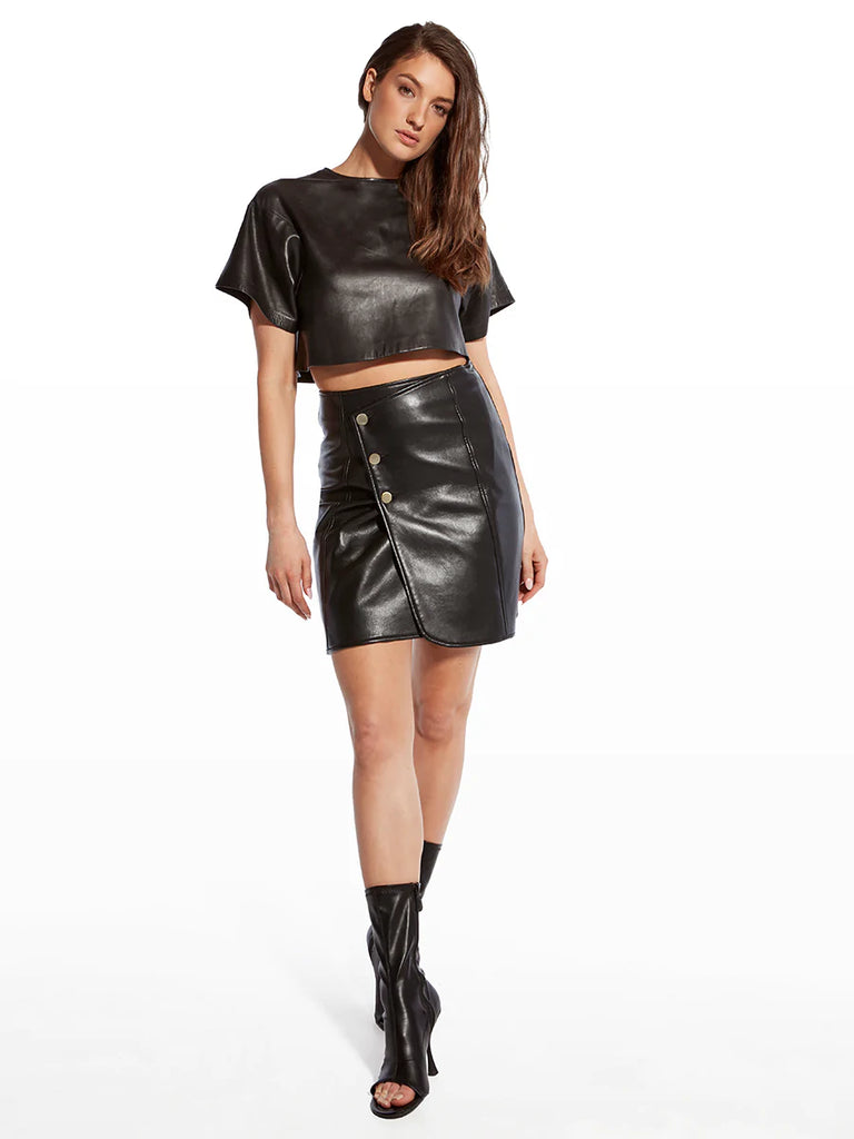 ASbyDF Allison Recycled Leather Skirt Black