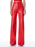 Alice & Olivia Deanna vegan leather pants- bright poppy