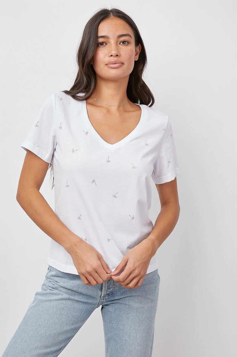 Rails THE CARA V NECK - WHITE PALMS