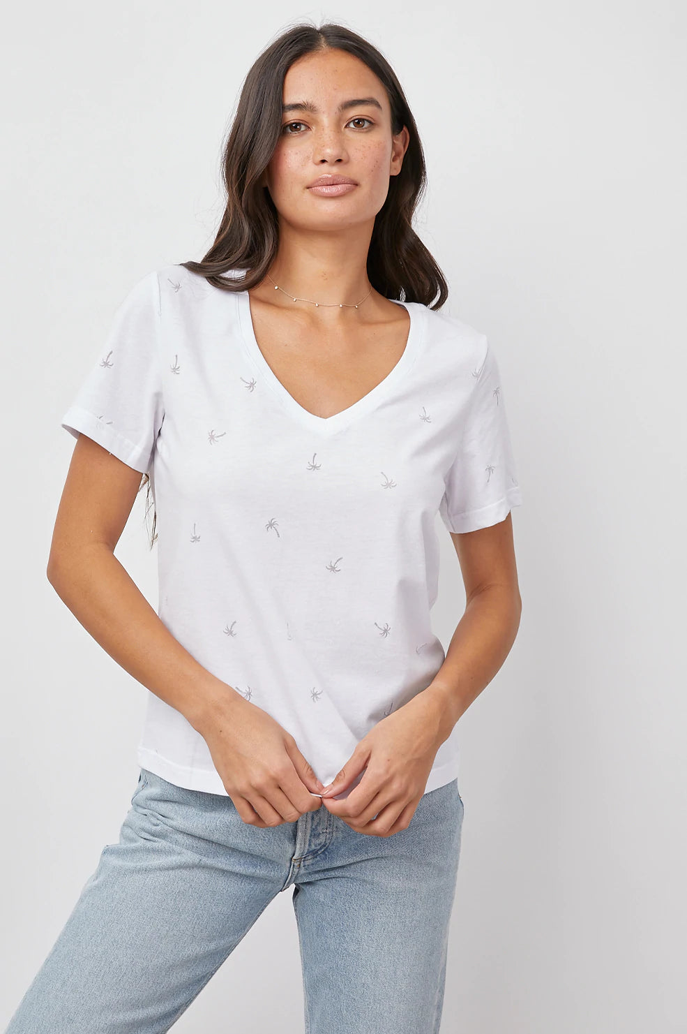 Rails THE CARA V NECK - WHITE PALMS