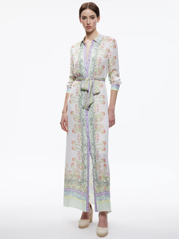 【Alice+Olivia】CHASSIDY ベルスリーブ マキシ丈 シャツドレス Alice + Olivia Chassidy Forevermore Bell-Sleeve Shirtdress