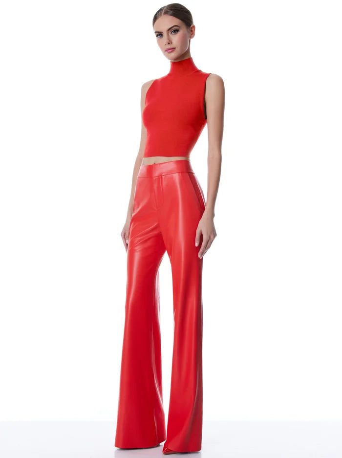 Alice Olivia Deanna vegan leather pants- bright poppy