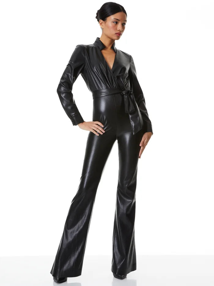 Alice and Olivia Evita Vegan Leather Jumpsuit - black – Lux Rox