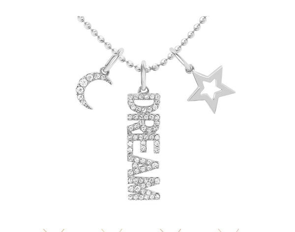 Ef Collection 14 k white gold charm necklace