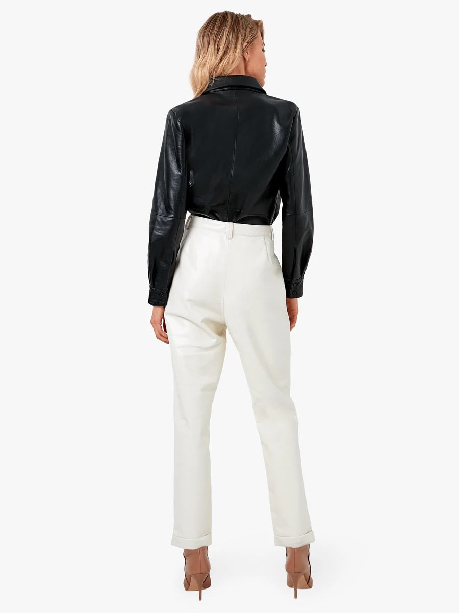 ASbyDF LA NUIT RECYCLED LEATHER BLOUSE- black