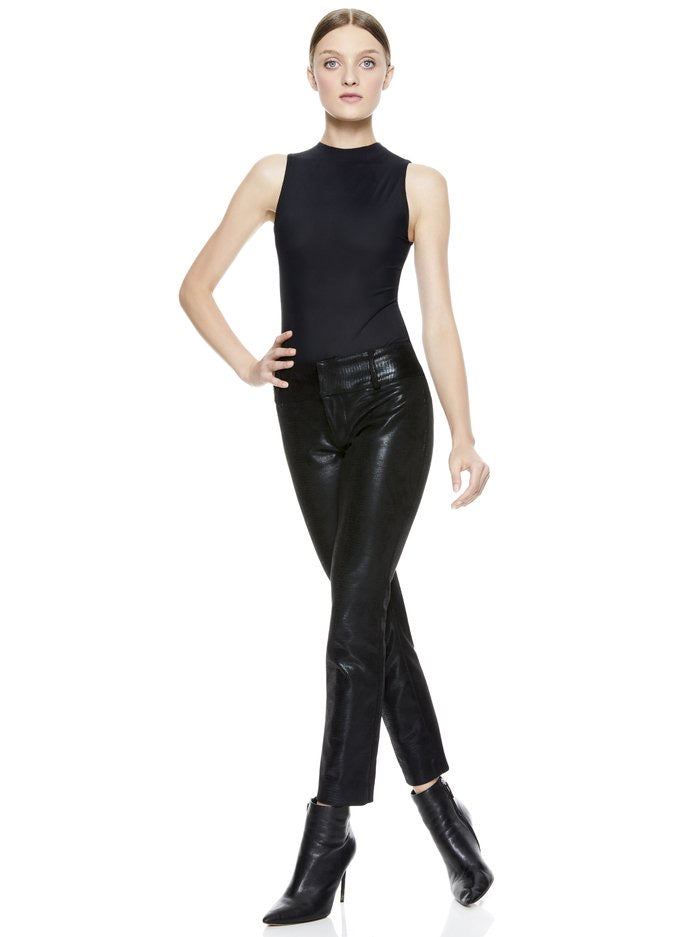 Alice & Olivia Stacy Vegan black leather ankle pants