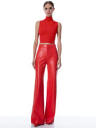 Alice & Olivia Deanna vegan leather pants- bright poppy