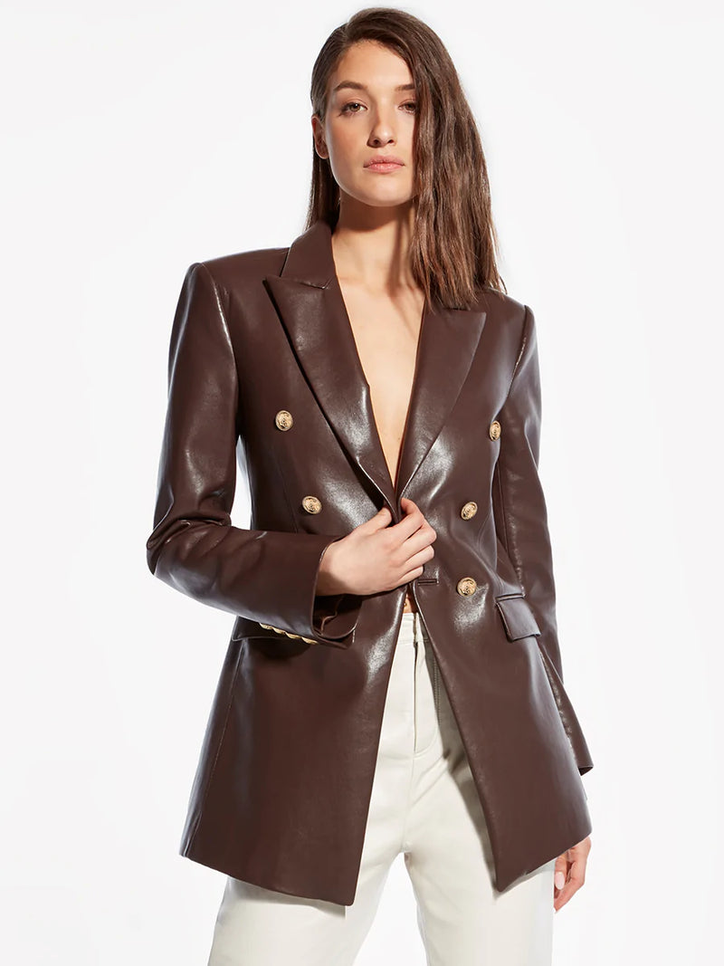 ASbyDF Beck Recycled Leather Blazer Mahogany