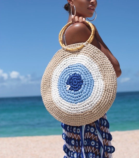My Beachy Side Evil Eye Circle Tote
