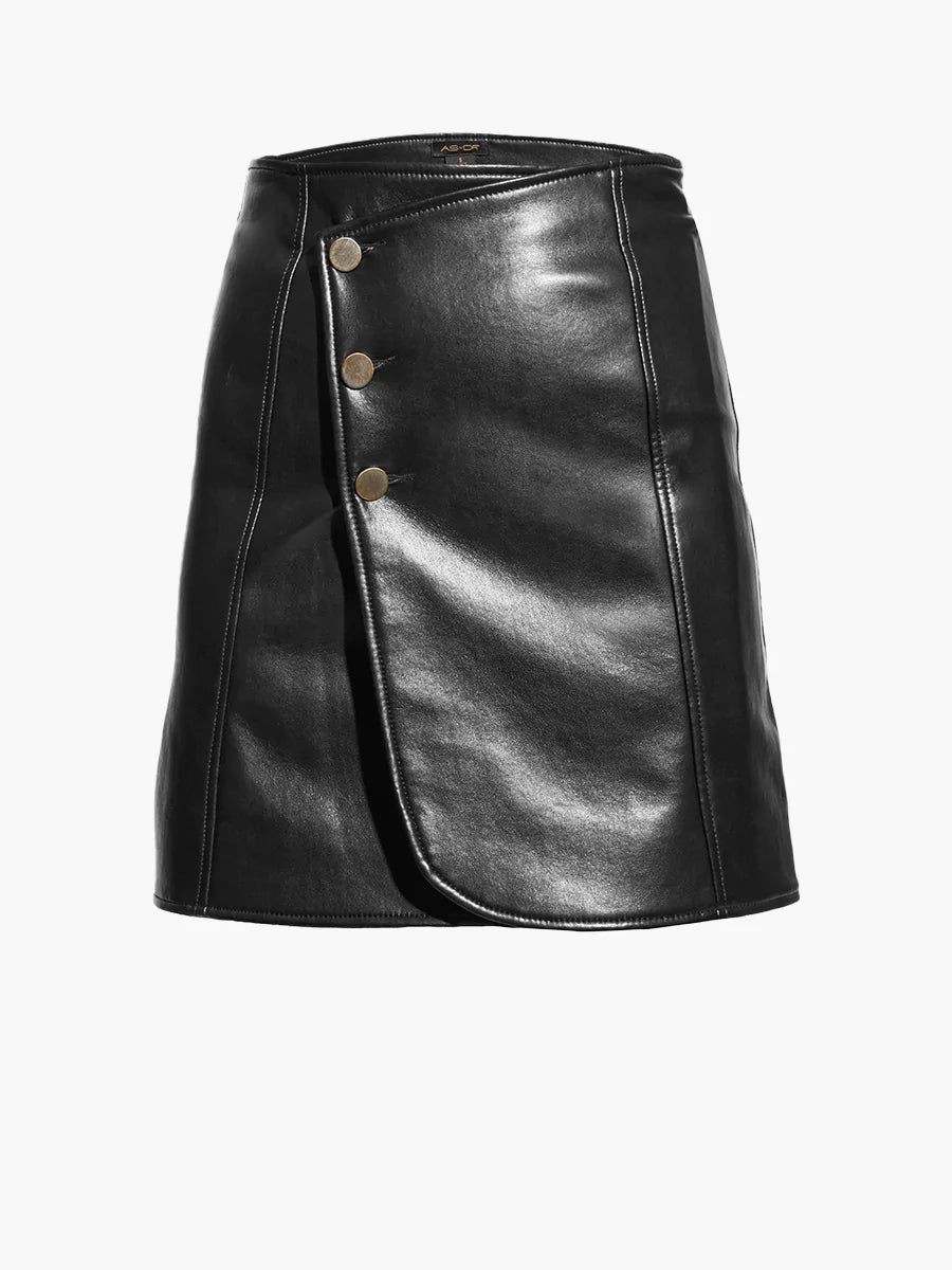ASbyDF Allison Recycled Leather Skirt Black