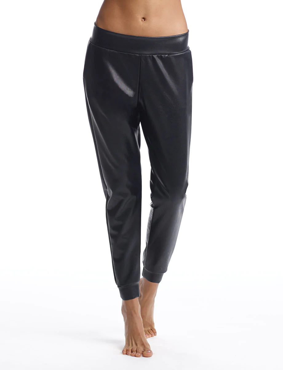 Commando Faux Leather Jogger - black