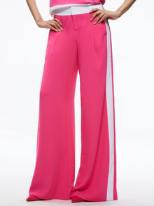 Alice & Olivia ERIC MID RISE PANT WITH TUX STRIPE