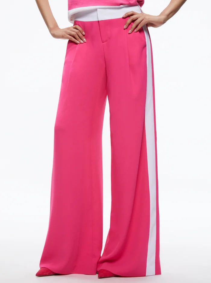 Alice & Olivia ERIC MID RISE PANT WITH TUX STRIPE