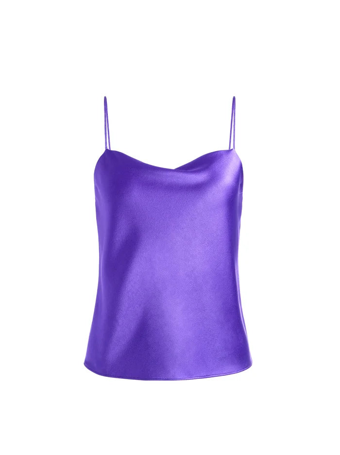 Alice & Olivia HARMON DRAPEY SLIP TANK- purple