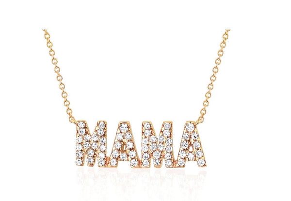 Ef collection 14k mini diamond mama necklace
