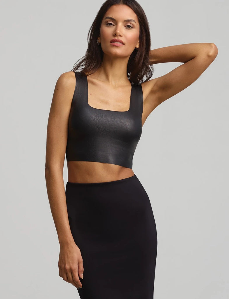 Buy Commando Faux Patent Leather Crop Top In Light Grey