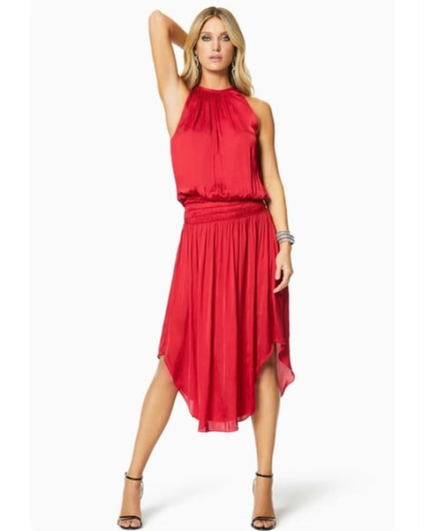 Ramy Brook Shiny Audrey Dress - true red