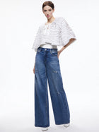 Alice & Olivia Loree Ruffle ti crop jacket- white