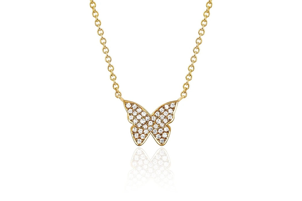 Ef Collection baby Diamond Butterfly Necklace