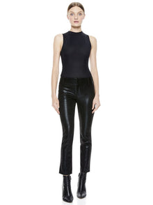Alice & Olivia Stacy Vegan black leather ankle pants