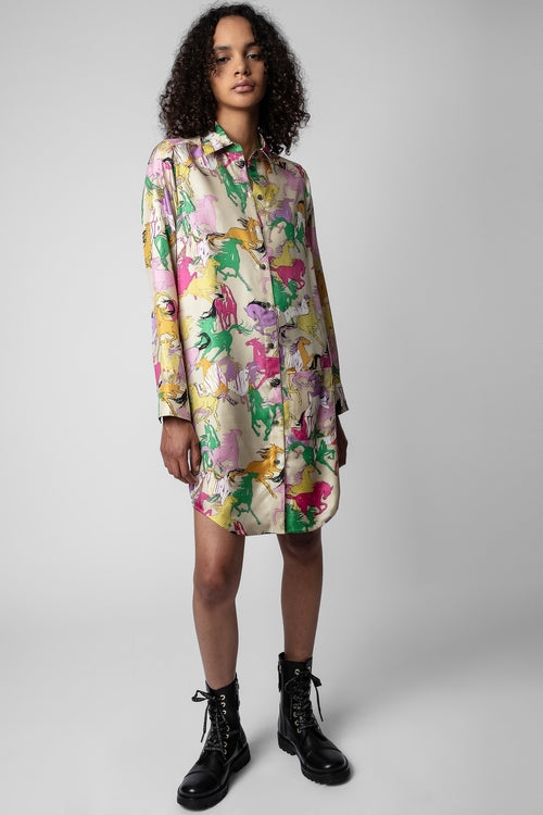 Zadig & Voltaire Rais Twill Horses Silk Dress