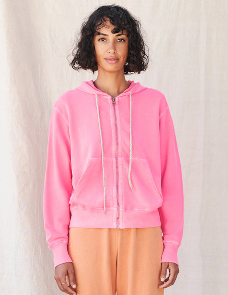 Sundry Zip Hoodie with Pockets - Hot Pink