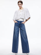 Alice & Olivia Loree Ruffle ti crop jacket- white