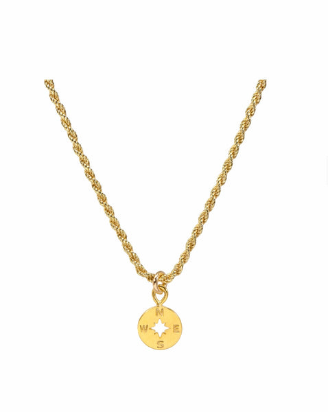Dogeared Trust in Your Journey Rope Chain & Compass Necklace - Gold Dipped
