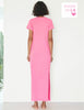 Sundry Short Sleeve Maxi with Slit - Pigment Hot Pink