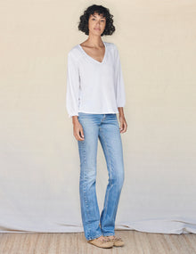 Sundry V-Neck Smocked Top - White