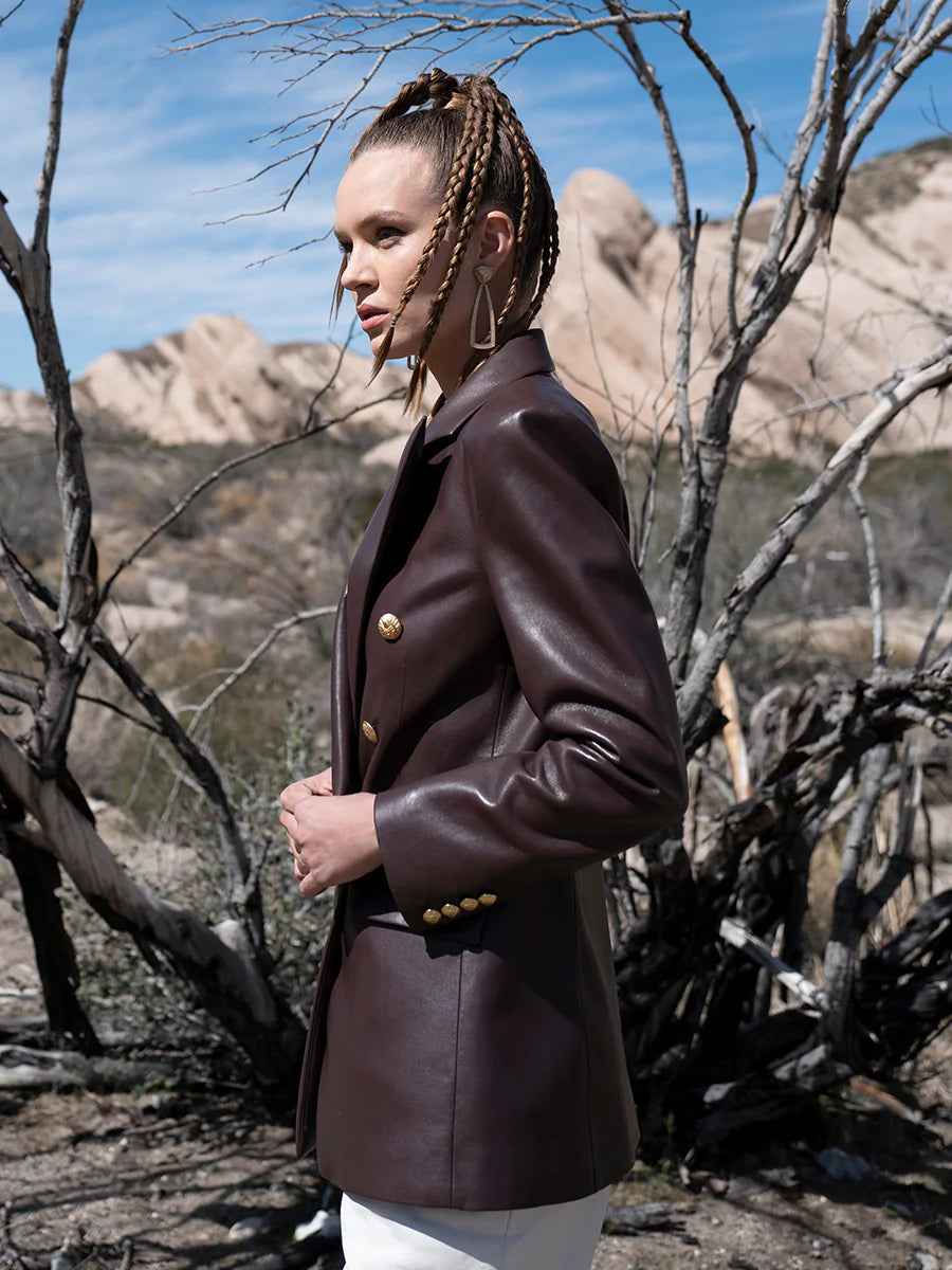 ASbyDF Beck Recycled Leather Blazer Mahogany
