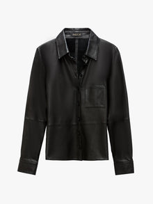ASbyDF LA NUIT RECYCLED LEATHER BLOUSE- black