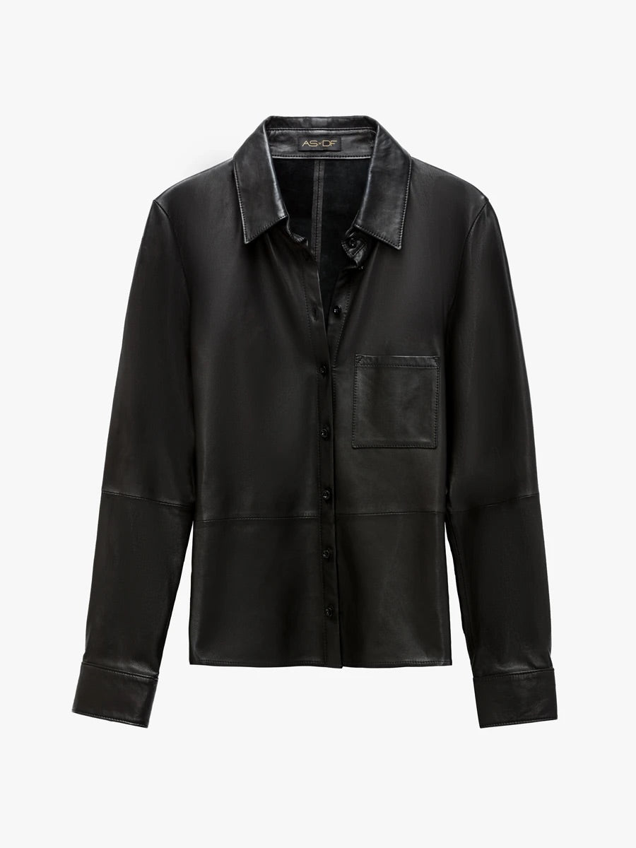 ASbyDF LA NUIT RECYCLED LEATHER BLOUSE- black