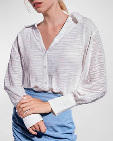 Asbydf Sally Striped Button-Front Blouse