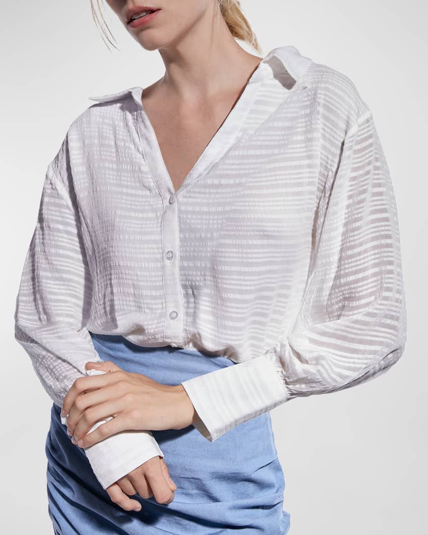 Asbydf Sally Striped Button-Front Blouse