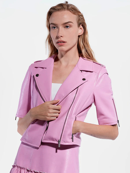 AS by DF Clementine Recycled Leather Jacket - Paris Pink