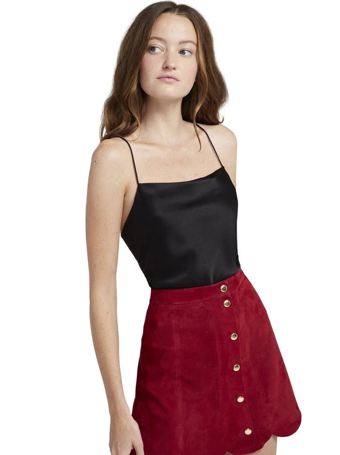 Alice & Olivia HARMON DRAPEY SLIP TANK- black